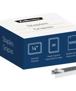 Fellowes 5000pk Half-Strip Standard Staples - 1/4" - for Paper - Easy to Use - Silver - Nickel5000 / Pack