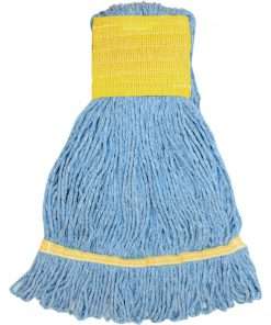 Genuine Joe GJOSBL5B, Wide Band Synthetic Blend Mophead, 1 Each, Blue - Synthetic, Cotton, Rayon, Fiber