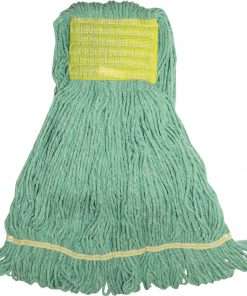 Genuine Joe GJOSGR5B, Wide Band Synthetic Blend Mophead, 1 Each, Green Tint - Synthetic Fiber, Cotton, Rayon