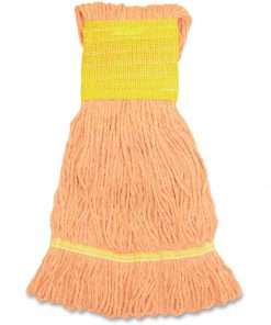 Genuine Joe GJOSOR5B, Wide Band Synthetic Blend Mophead, 1 Each, Orange - Synthetic, Cotton, Rayon, Fiber