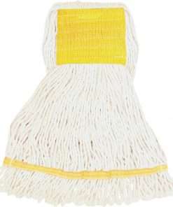 Genuine Joe GJOSWH5B, Wide Band Synthetic Blend Mophead, 1 Each, White - Synthetic Fiber, Cotton, Rayon