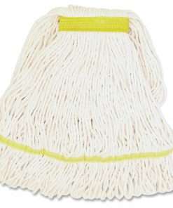 Genuine Joe GJOSWH1B, Narrow Band Blend Small Mophead, 1 Each, White - Synthetic, Rayon, Cotton, Fiber