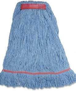 Genuine Joe GJOLBL1B, Narrow Band Large Mophead, 1 Each, Blue - Synthetic, Rayon, Cotton, Fiber