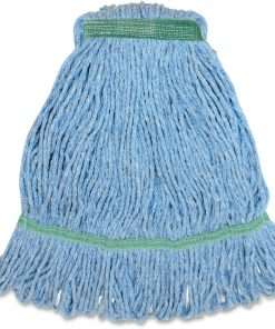 Genuine Joe GJOMBL1B, Narrow Band Medium Mophead, 1 Each, Blue - Synthetic, Rayon, Cotton, Fiber