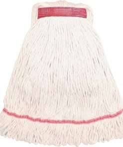 Genuine Joe GJOMWH1B, Narrow Band Medium Mophead, 1 Each, White - Synthetic Fiber, Rayon, Cotton