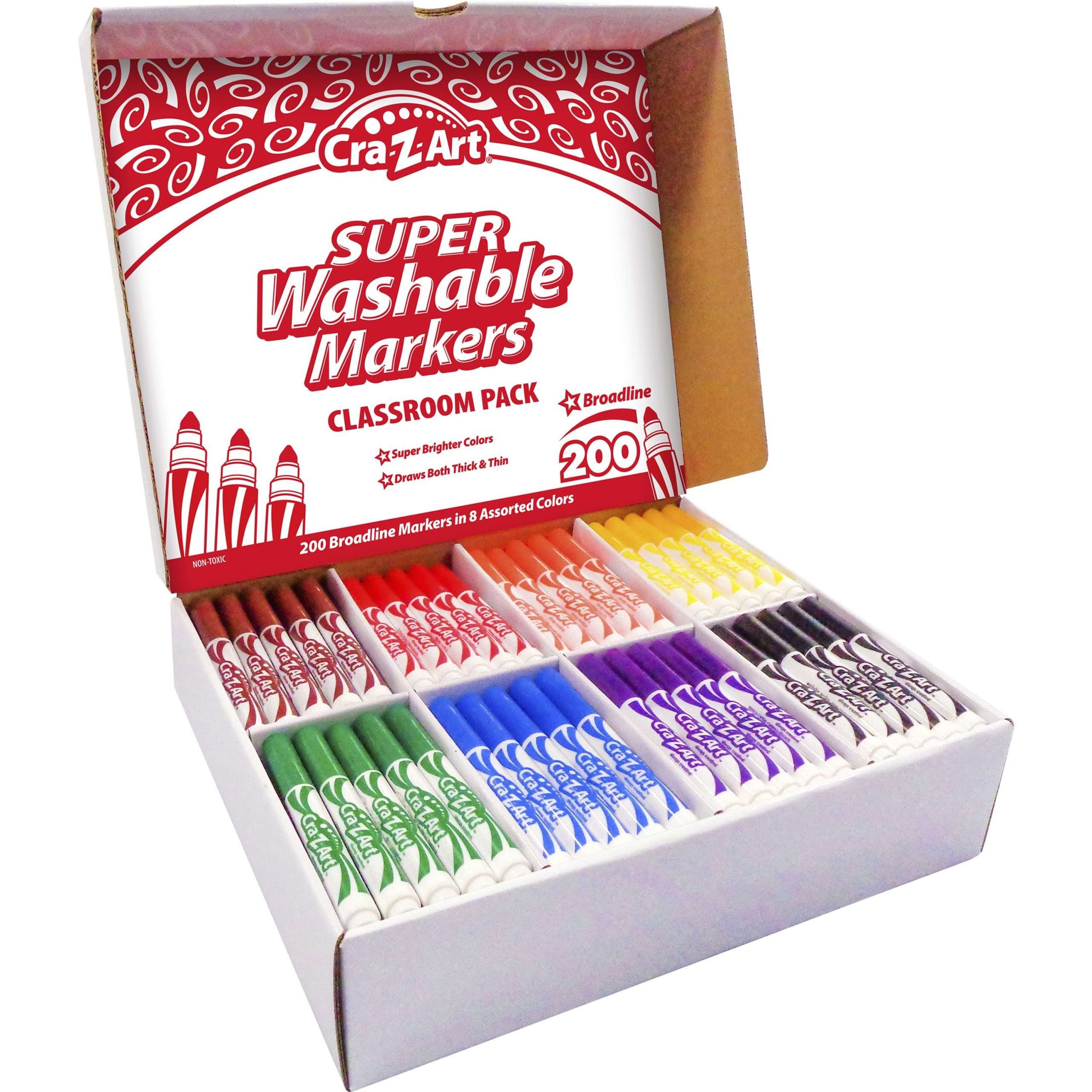 Cra-Z-Art Super Washable Broadline Markers Pack - Broad Marker Point - Multi - 200 / Box