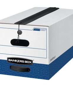 Bankers Box Liberty Plus Heavy-duty Letter File Box - Internal Dimensions: 12" Width x 24" Depth x 10" Height - External Dimensions: 12.3" Width x 24.1" Depth x 10.8" Height - Media Size Supported: Letter - String/Button Tie Closure - Heavy Duty - Stackable - Corrugated Paper - White, Blue - For File - Recycled - 12 / Carton