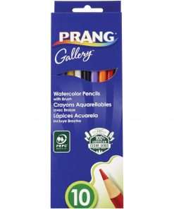 Prang Sharpened Watercolor Pencils - Red, Orange, Yellow, Green, Blue, Violet, Light Blue, Black, Brown, White Lead - 10 / Pack