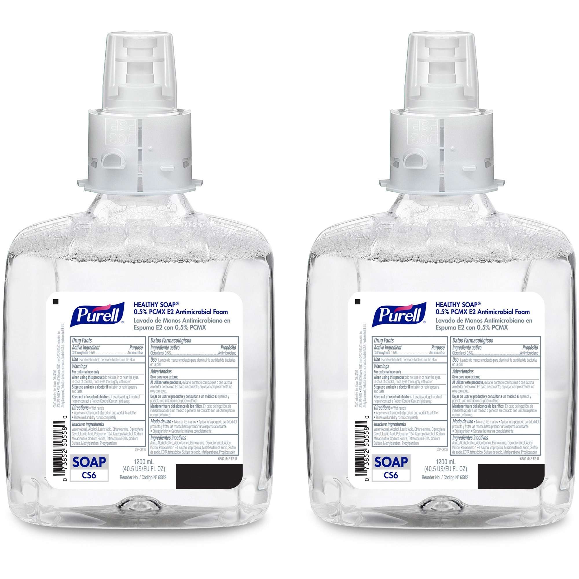 PURELL® CS6 PCMX Antimicrobial E2 Hand Foam - Light Floral Scent - 40.6 fl oz (1200 mL) - Kill Germs, Bacteria Remover, Soil Remover, Oil Remover - Food Processing Industry, Hand - Dye-free, Fragrance-free, Hygienic - 2 / Carton