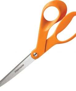 Fiskars Original Orange-handled Scissors - 8" Overall Length - Stainless Steel - Bent Tip - Gray - 1 / Each
