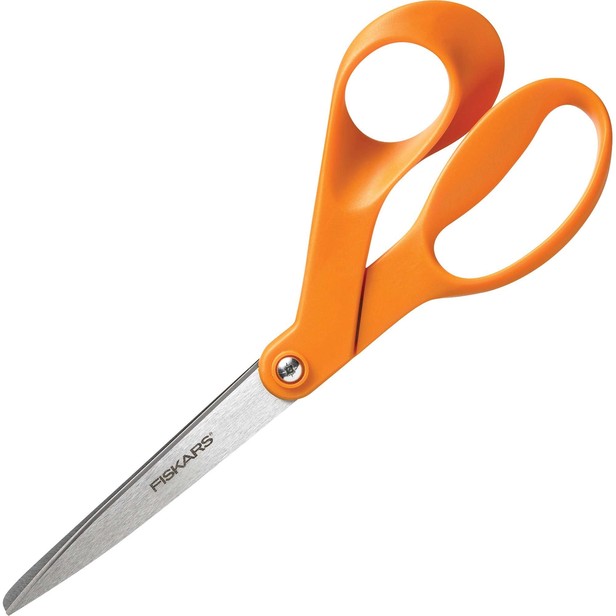 Fiskars Original Orange-handled Scissors - 8" Overall Length - Stainless Steel - Bent Tip - Gray - 1 / Each