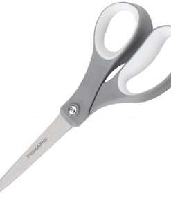 Fiskars Performance Softgrip Scissors - 8" Overall Length - Stainless Steel - Straight Tip - Orange - 1 / Each