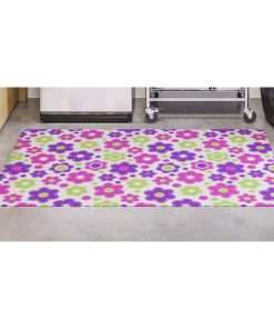 Deflecto FashionMat Lazy Daisies Chair Mat - Home, Office, Classroom, Hard Floor, Pile Carpet, Dorm Room - 40" Length x 35" Width x 50 mil Thickness - Rectangle - Lazy Daisies - Vinyl - Multicolor