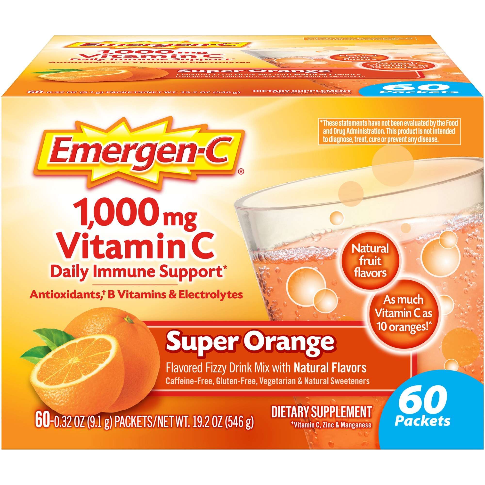 Emergen-C Super Orange Vitamin C Drink Mix - For Immune Support - Super Orange - 1 / Each