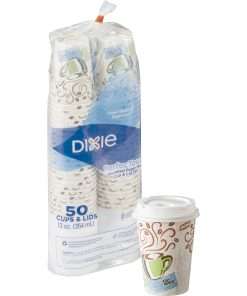 Dixie PerfecTouch Hot Cup/Lid Combo - 50 / Pack - White - Hot Drink, Coffee, Beverage