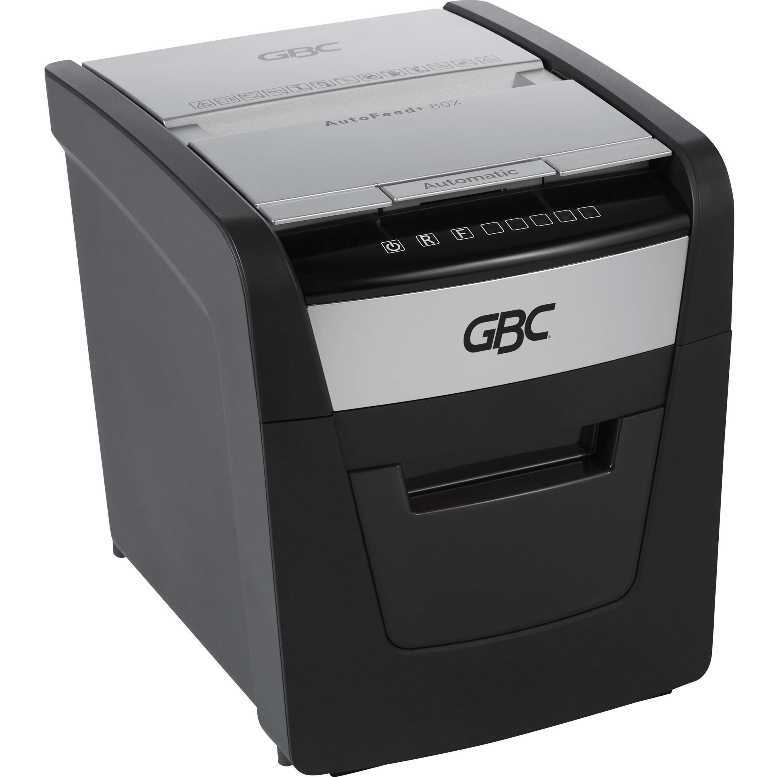 GBC AutoFeed+ Home Shredder, 60X, Super Cross-Cut, 60 Sheets - Continuous Shredder - Super Cross Cut - 6 Per Pass - for shredding Credit Card, Paper Clip, Staples, Paper - P-4 - 10 Minute Run Time - 5.25 gal Wastebin Capacity - Black