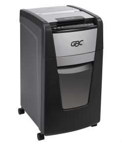 GBC AutoFeed+ Office Shredder, 300M, Micro-Cut, 300 Sheets - Continuous Shredder - Micro Cut - 8 Per Pass - for shredding Credit Card, Paper Clip, Staples, Paper - P-5 - 1 Hour Run Time - 16 gal Wastebin Capacity - Black
