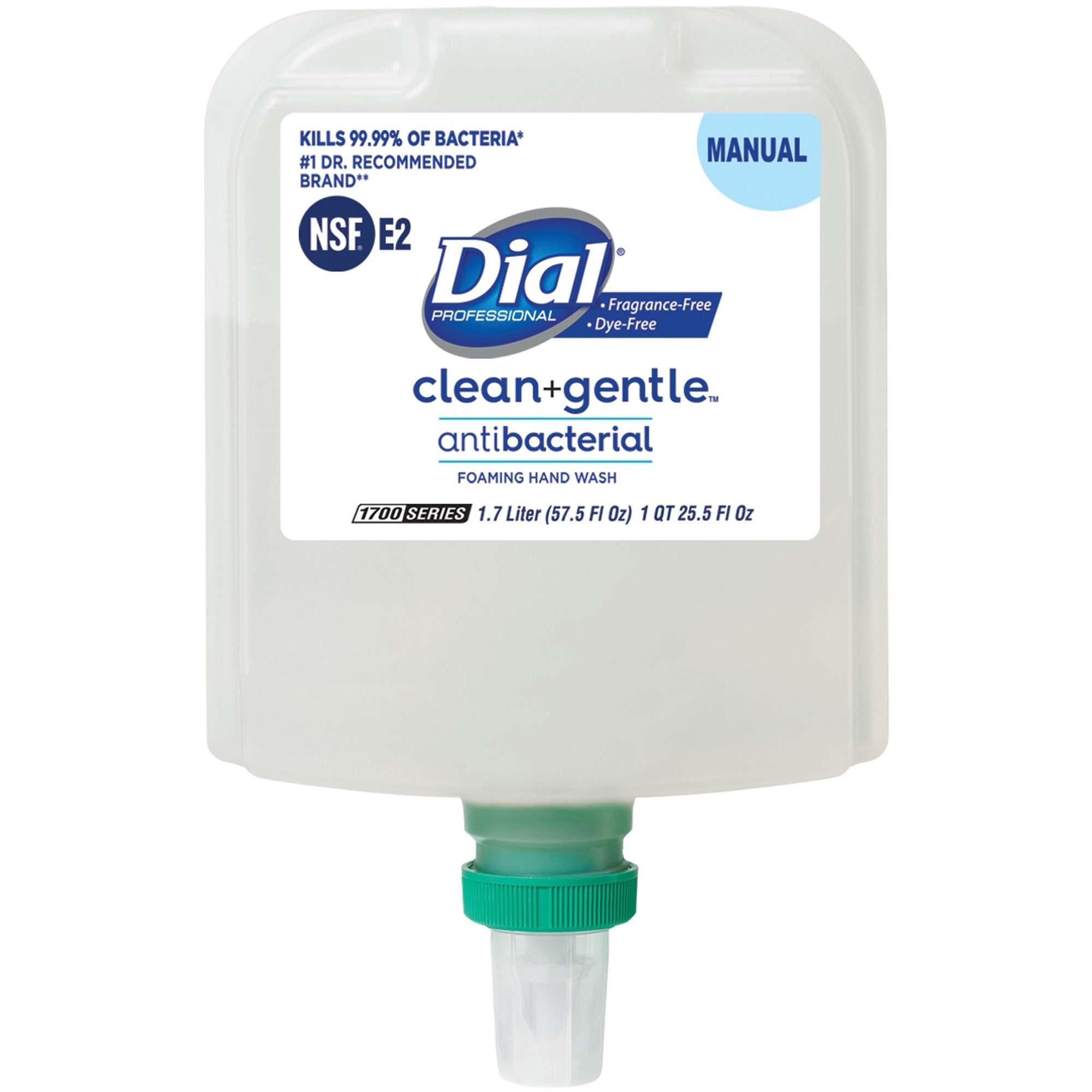 Dial Professional Clean and Gentle Antibacterial Foaming Hand Wash - 57.5 fl oz (1700 mL) - Bacteria Remover, Odor Remover - Skin, Hand - Fragrance-free, Dye-free - 1 Each