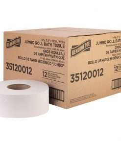 Genuine Joe 1-ply Jumbo Roll Bath Tissue - 1 Ply - 3.63" x 1200 ft - 8.88" Roll Diameter - White - Fiber - Sewer-safe, Septic Safe - For Bathroom - 12 / Carton