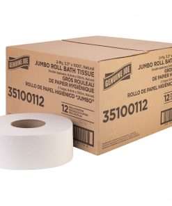 Genuine Joe Jumbo Jr Dispenser Bath Tissue Roll - 2 Ply - 3.30" x 1000 ft - 8.88" Roll Diameter - White - Fiber - Sewer-safe, Septic Safe - For Bathroom - 12 / Carton
