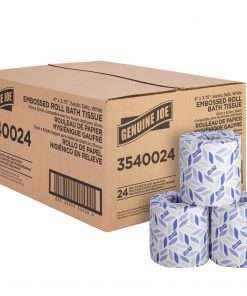 Genuine Joe 2-ply Bath Tissue Rolls - 2 Ply - 4" x 3.75" - 400 Sheets/Roll - White - Perforated, Absorbent, Soft, Sewer-safe, Septic Safe - For Bathroom, Restroom - 24 / Carton
