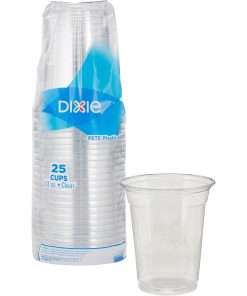 Dixie Foods Clear Plastic Cold Cups - 25 / Pack - 12 fl oz - 25 / Pack - Clear - PETE Plastic - Soda, Iced Coffee, Sample, Restaurant, Coffee Shop, Breakroom, Lobby, Cold Drink, Beverage