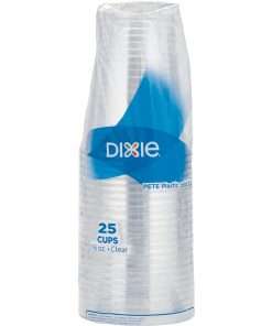 Dixie Foods Clear Plastic Cold Cups - 25 / Pack - 16 fl oz - 25 / Pack - Clear - PETE Plastic - Soda, Iced Coffee, Sample, Restaurant, Coffee Shop, Breakroom, Lobby, Beverage, Cold Drink