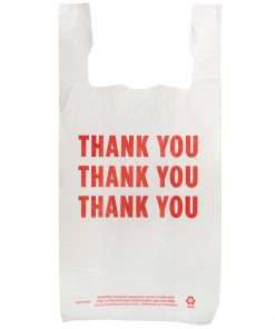 Genuine Joe THANK YOU Plastic Bags - 11" Width x 20 mil Length - High Density - White - Plastic - 250/Box - Shopping