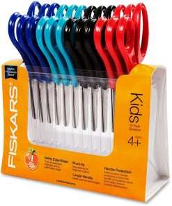 Fiskars 5" Blunt-tip Kids Scissors - 1.75" Cutting Length - 5" Overall Length - Straight - Stainless Steel Safety Edge Blade - Blunted Tip - Red, Blue, Turquoise, Green - 12 / Pack