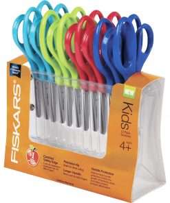 Fiskars 5" Pointed-tip Kids Scissors - 5" Overall LengthSafety Edge Blade - Pointed Tip - Red, Blue, Turquoise, Green - 12 / Pack