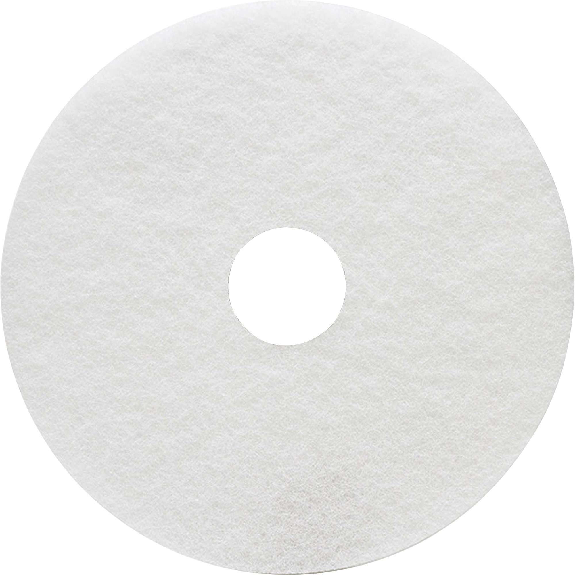 Genuine Joe Polishing Floor Pad - 5/Carton - Round x 14" Diameter - Polishing - 175 rpm to 800 rpm Speed Supported - Durable, Long Lasting, Resilient, Non-abrasive - Fiber - White