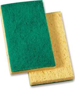 Genuine Joe Medium-Duty Sponge Scrubber - 3.5" Width x 3.5" Depth - 20/Carton - Cellulose - Green, Yellow