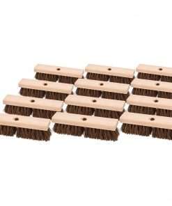 Genuine Joe Deck/Floor Brush - 2" Palmyra Bristle - 10" Handle Width - Hardwood Handle - 12 / Carton - Brown