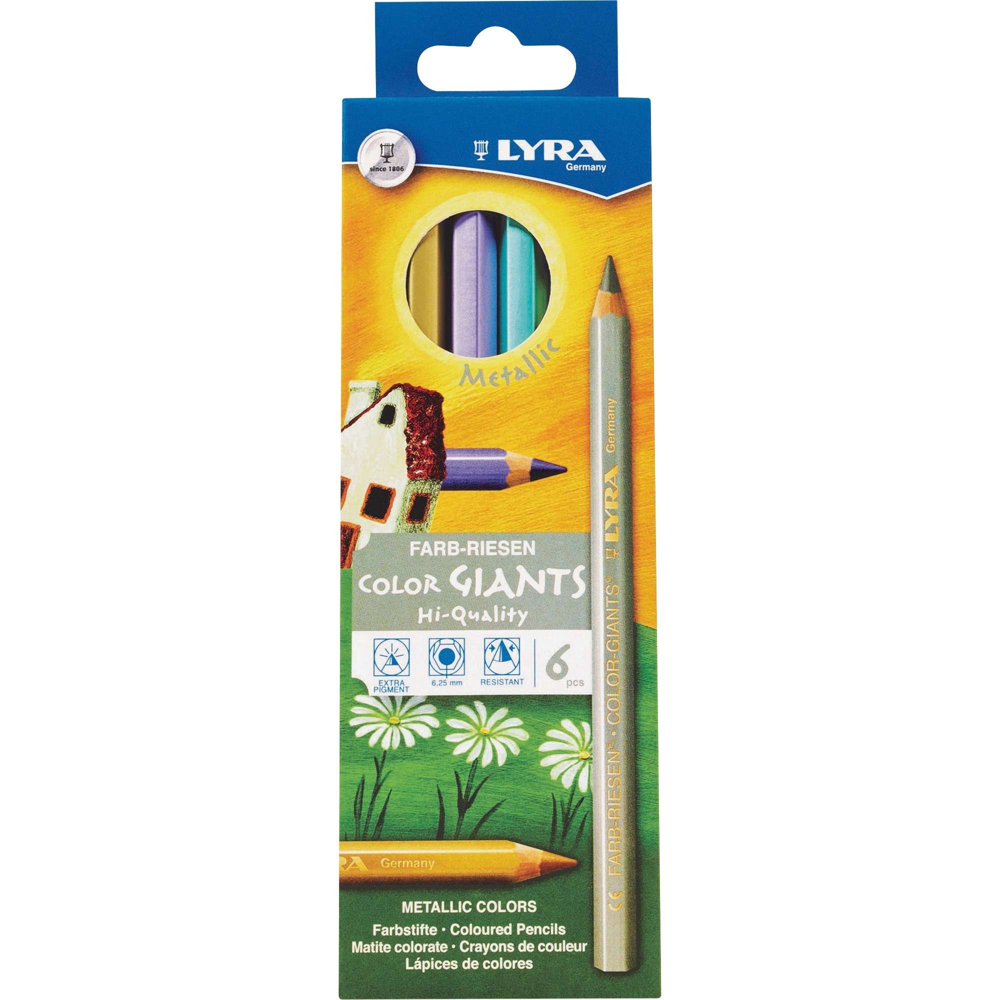 Lyra Color Giant Pencils - 6.3 mm Lead Diameter - Assorted Metallic Lead - 1 / Each