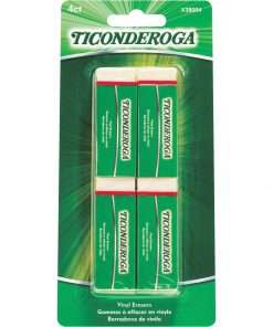 Ticonderoga White Erasers - White - Block - Vinyl - 4 / Pack - Soft, Latex-free, Smudge-free, Residue-free, Non-tearing, Non-toxic, Easy Grip
