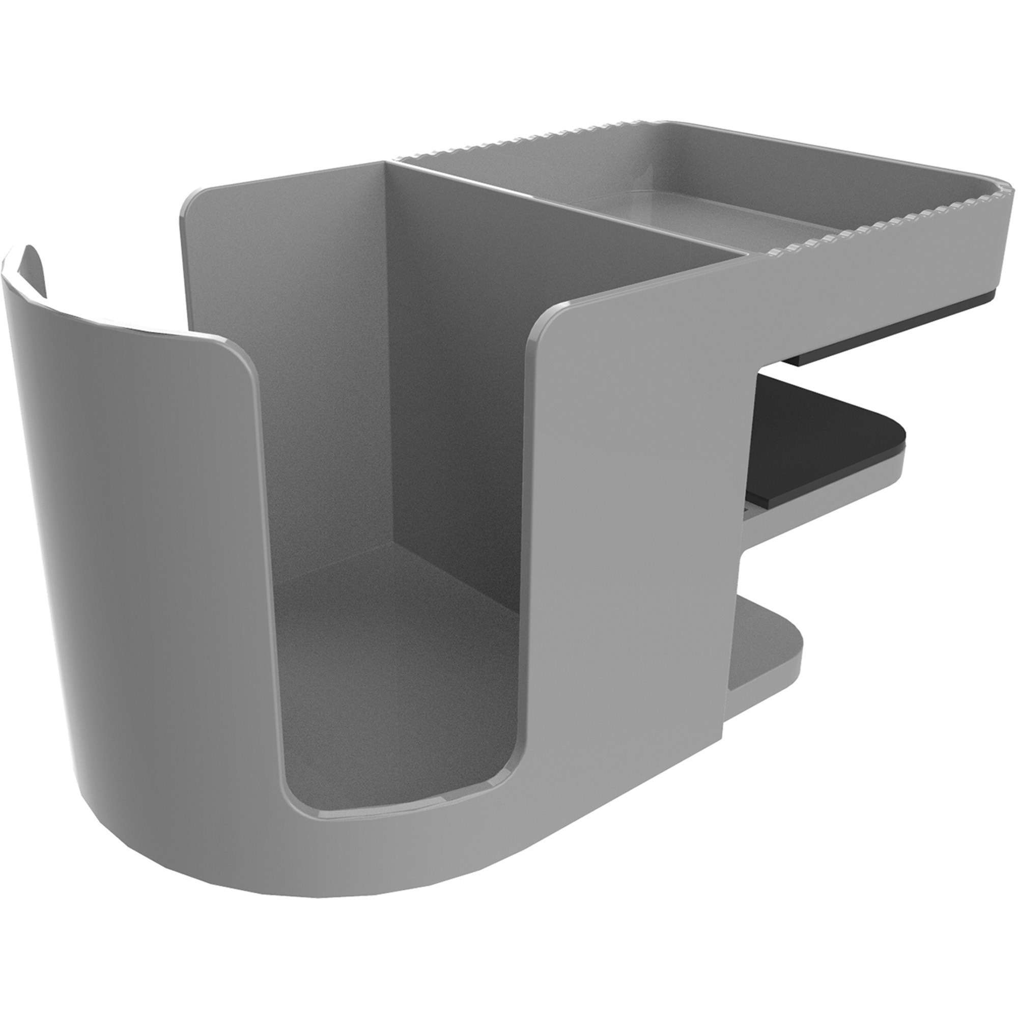Deflecto Standing Desk Cup Holder Grey - 3.5" Height x 3.9" Width x 7" Depth - Cup Holder, Durable, Spill Resistant, Portable, Spring Loaded - Gray - Acrylonitrile Butadiene Styrene (ABS) - 1 Each