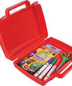 Deflecto Antimicrobial Storage Case Red - External Dimensions: 8.6" Width x 10.2" Depth x 2.7" Height - Snap-tight Closure - Plastic - Red - For Photo, Art/Craft Supplies