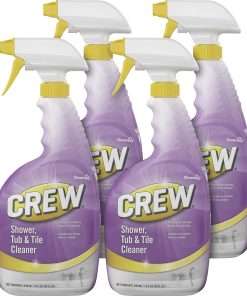 Diversey Crew Shower, Tub & Tile Cleaner - Ready-To-Use Spray - 32 fl oz (1 quart) - Fresh ScentSpray Bottle - 4 / Carton - Red