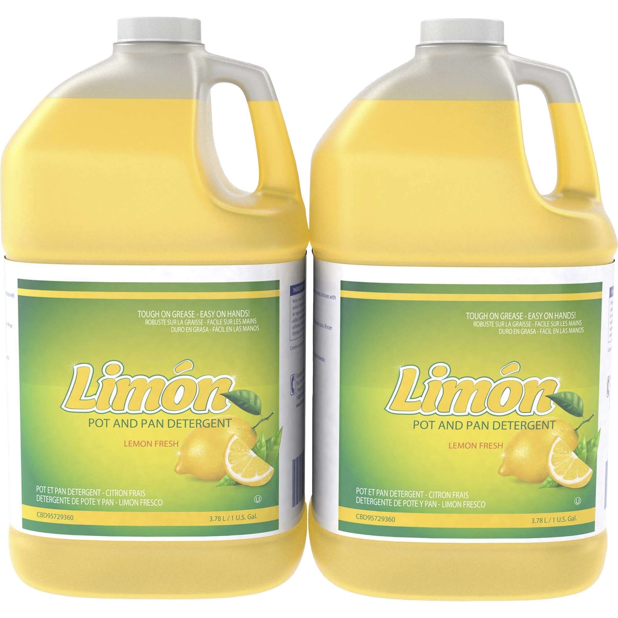 Diversey Limon Pot And Pan Detergent - Ready-To-Use/Concentrate Liquid - 128 fl oz (4 quart) - Lemon Fresh Scent - 2 / Carton - Yellow
