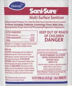 Sani-Sure Multi-Surface Sanitizer - Powder - 0.13 oz (0.01 lb) - Chlorine Scent - 100 / Carton - Yellow