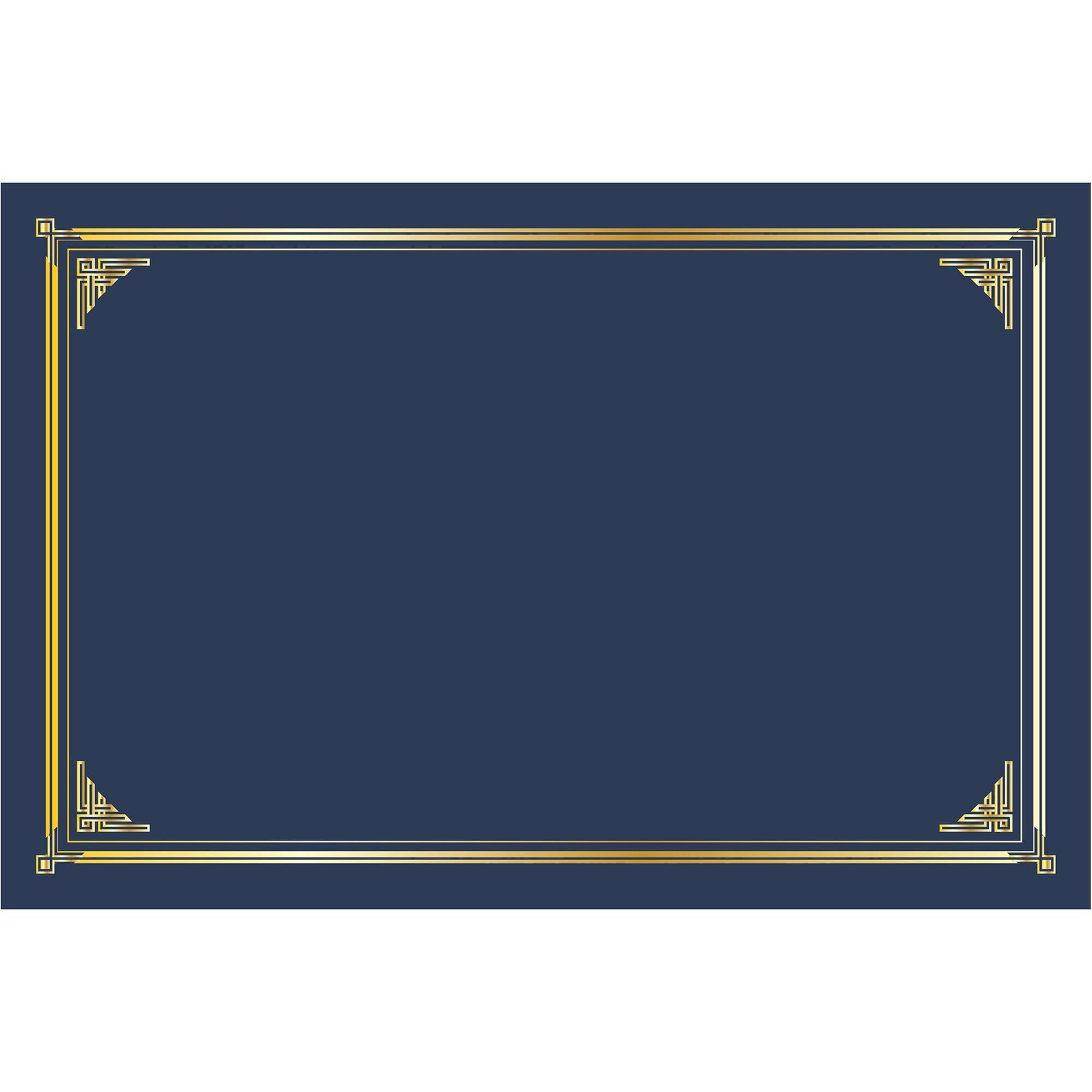 Geographics Certificate Holder - Linen - Gold Foil, Navy Blue - 10 / Pack