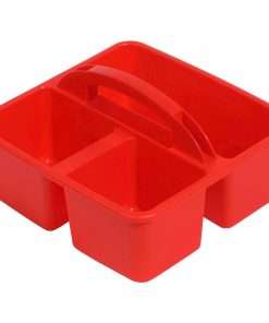 Deflecto Antimicrobial Kids Storage Caddy - 3 Compartment(s) - 5.3" Height x 9.4" Width x 9.3" Depth - Antimicrobial, Lightweight, Portable, Mold Resistant, Mildew Resistant, Durable, Washable, Stackable - Red - Polypropylene - 1 Each