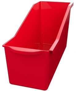Deflecto Antimicrobial Kids Book Bin - 7.4" Height x 14.2" Width x 5.3" Depth - Antimicrobial, Lightweight, Portable, Mold Resistant, Mildew Resistant, Stackable, Handle - Red - Polypropylene - 1 Each
