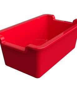 Deflecto Antimicrobial Rectangular Storage Bin - 5.1" Height x 13.2" Width x 8.1" Depth - Antimicrobial, Lightweight, Mold Resistant, Mildew Resistant, Handle, Portable, Stackable - Red - Polypropylene - 1 Each