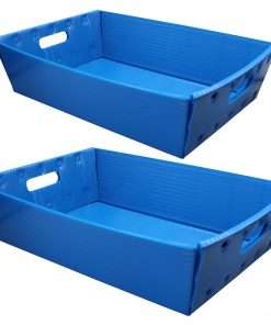 Flipside Plastic Welded Letter Trays - 4.5" Height x 18" Width x 12" Depth - Welded, Handle, Compact, Stackable, Storage Space, Durable - Blue - Plastic - 2 / Pack