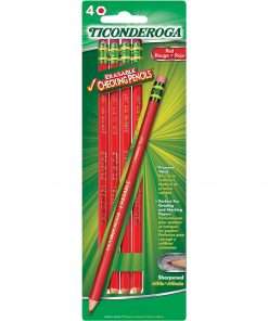 Ticonderoga Erasable Cheking Pencils - Carmine Red Lead - Carmine Red Barrel - 4 / Box