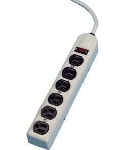 6 Outlet Metal Power Strip - 3-prong - 6 x AC Power - 6 ft Cord - 110 V AC Voltage - Strip - Platinum