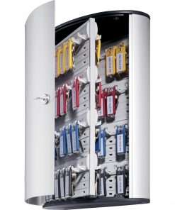 DURABLE&reg; Brushed Aluminum Keyed Lock 72-Key Cabinet - 11-9/10" W x 15-4/5" H x 4-4/5" D - Key Locking Door - Aluminum