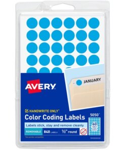 Avery® Dot Stickers, 1/2" Diameter, Light Blue, 840 Total (5050)