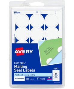 Avery® Mailing Seals, Permanent, 1" Diameter, 600 Labels (5247)